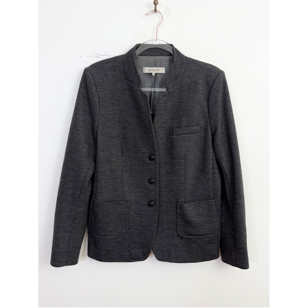 Gerard Darel Wool Blend Knit Blazer Jacket Charcoal Gray Size 46 US 14